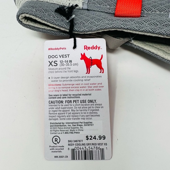 NWT Reddy Cooling Vest in Gray and Red Size XS (11-13” back length) - Picture 16 of 16